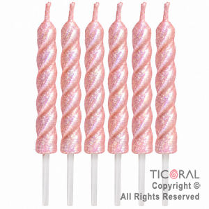 VELA VELON ESPIRAL DE 10 CM ROSA PERLADO (PACK X 6 UNIDADES)